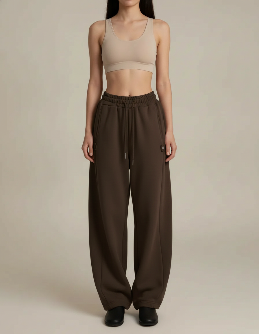 Barrel Leg Sweatpants — Dark Brown