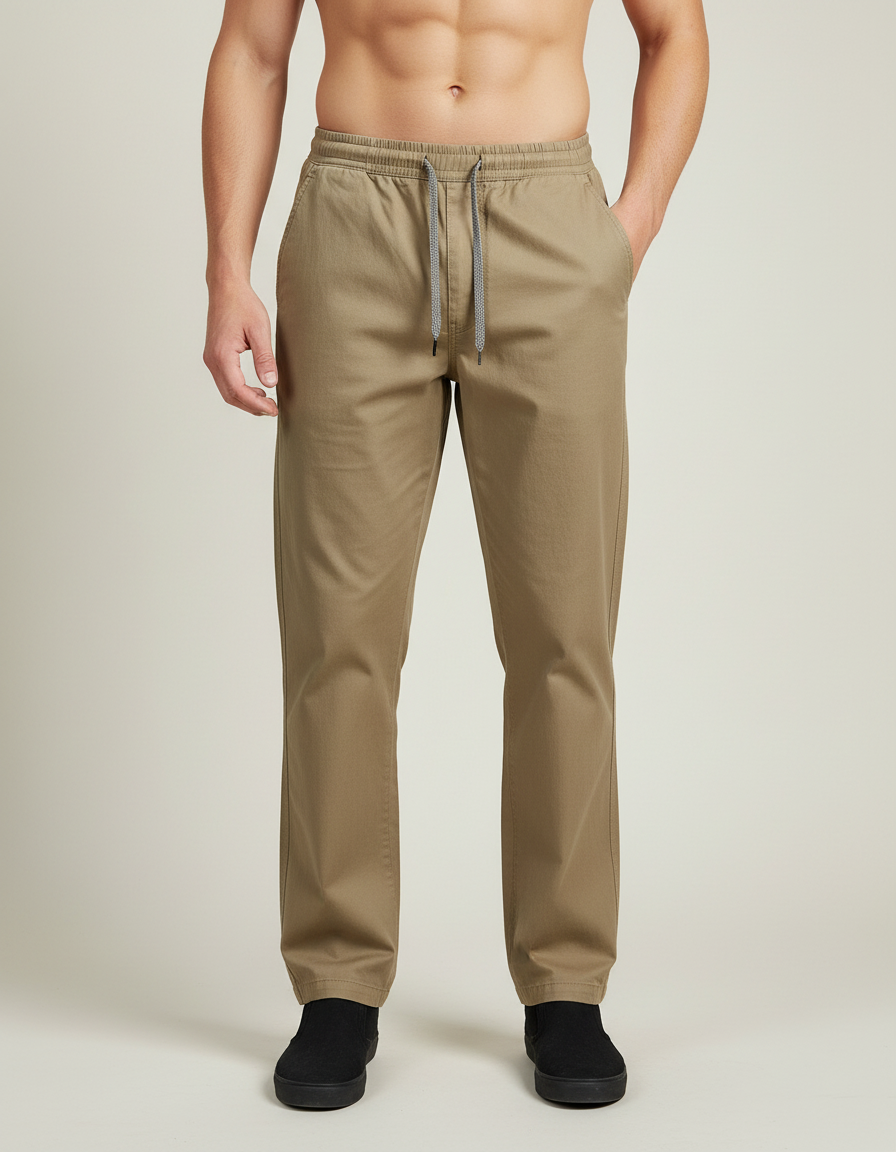 Relaxed Cotton Trousers — front view on model