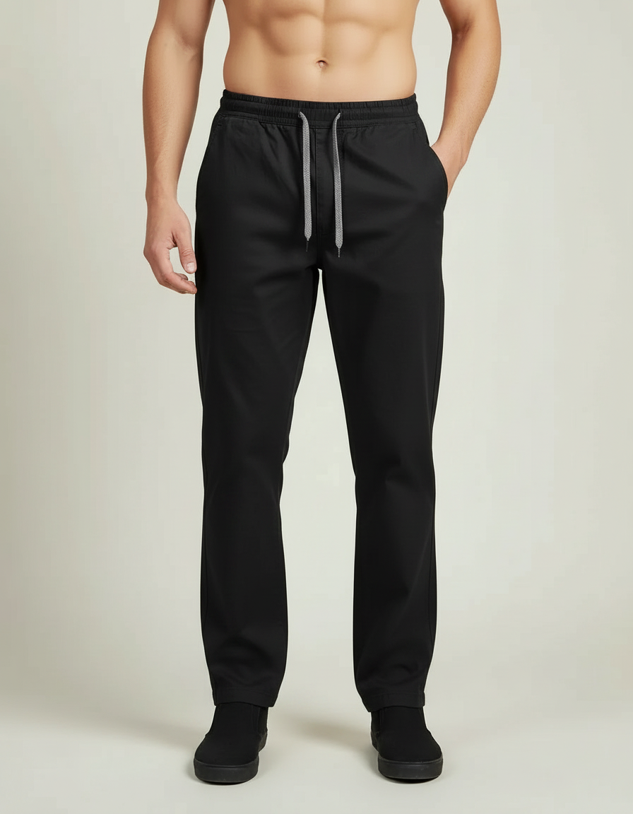 Relaxed Cotton Trousers — Black