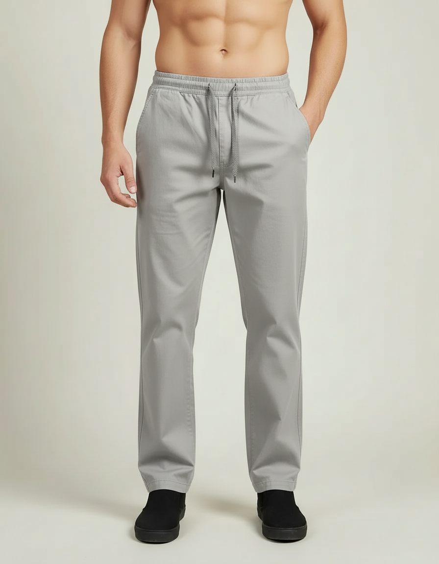 Relaxed Cotton Trousers — Light Grey