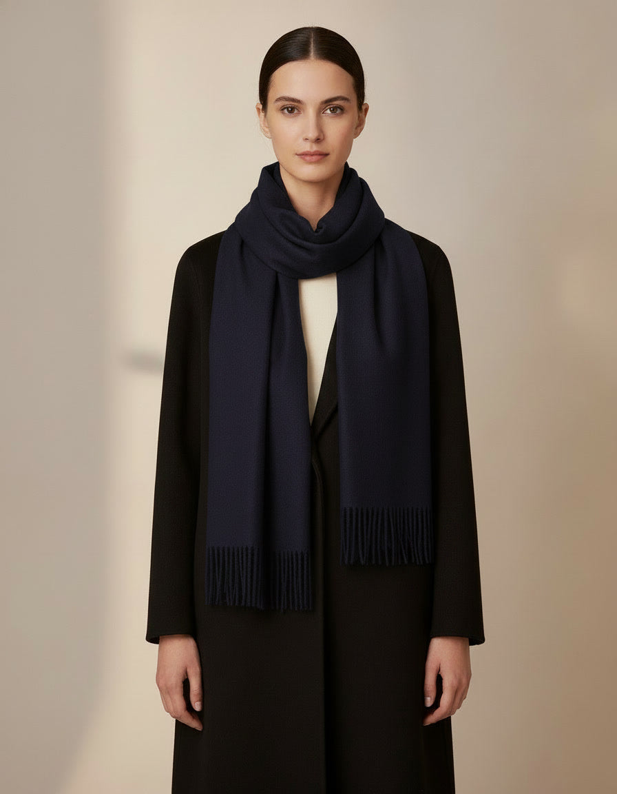 Cashmere Feel Scarf — Navy