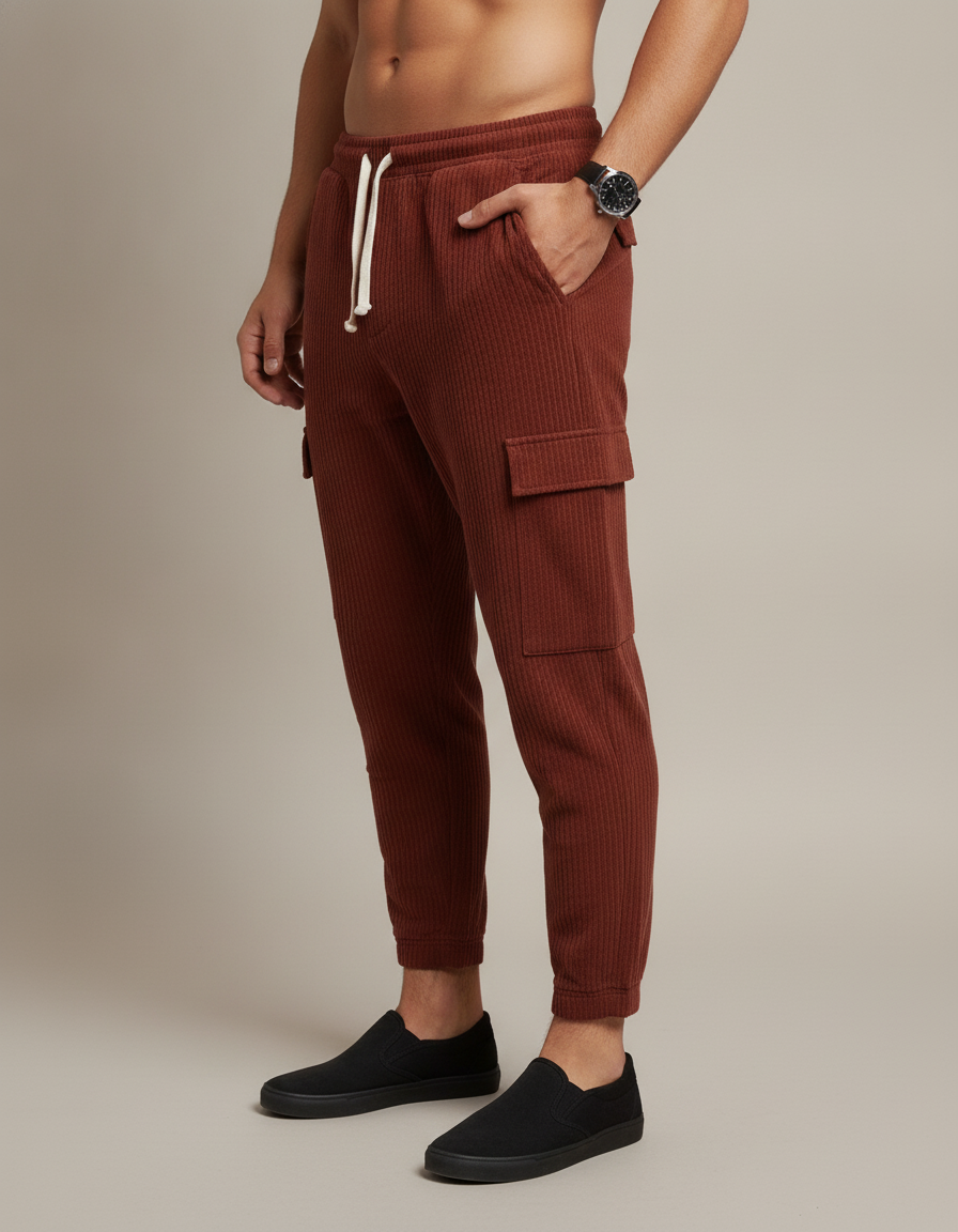 Corduroy Cargo Trousers — side view