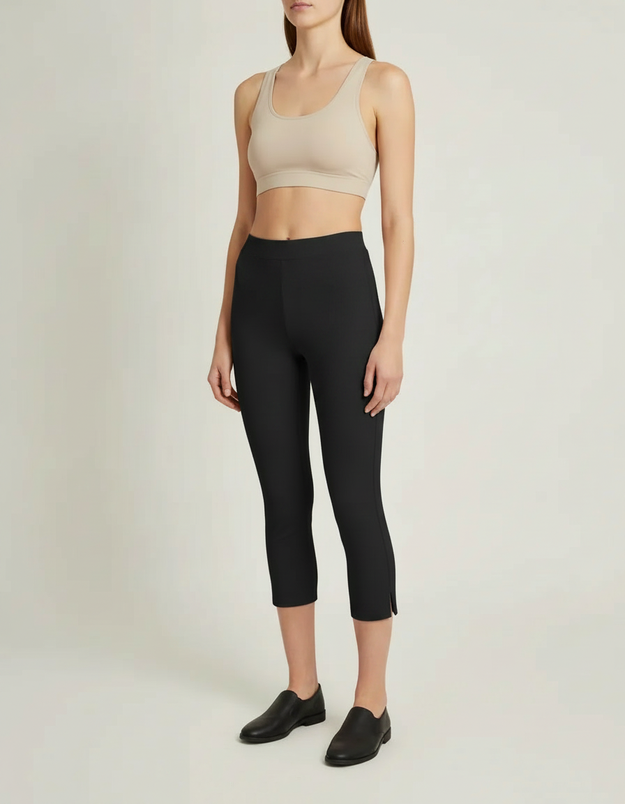 High-Rise Capri Leggings — Black