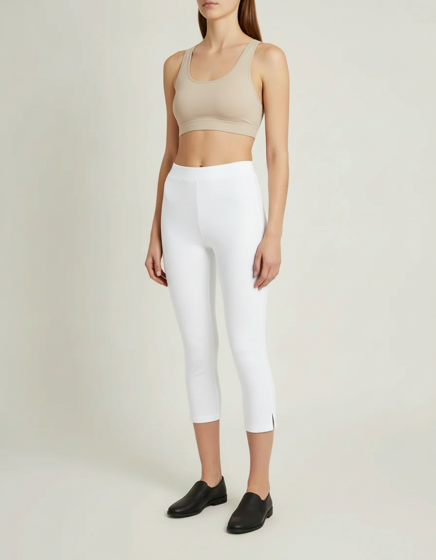 High-Rise Capri Leggings — White