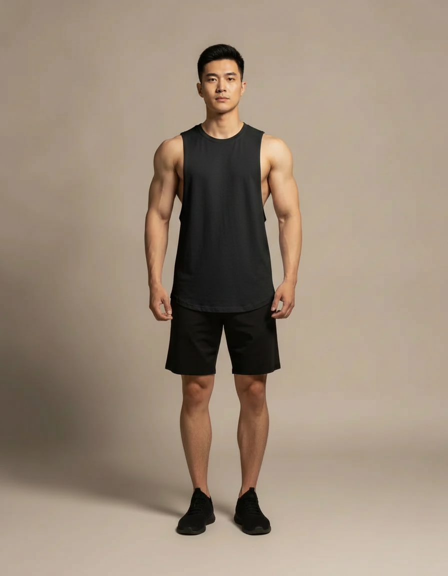 Drop Armhole Training Tank — Black