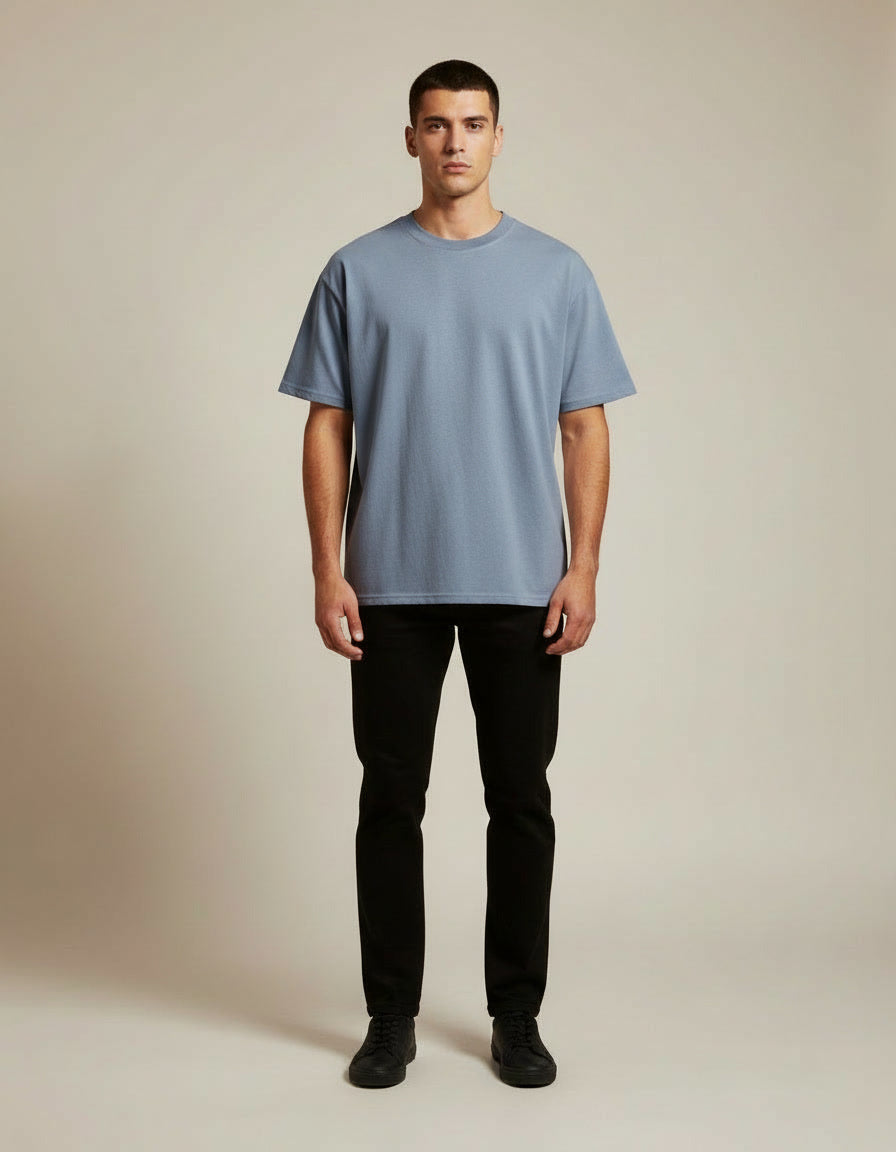 Essential Crew Tee — Hazy Blue