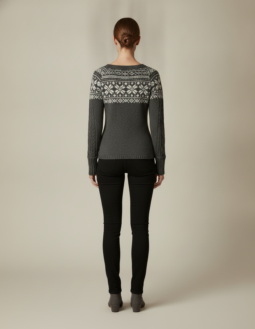 Fair Isle Knit Cardigan — back view