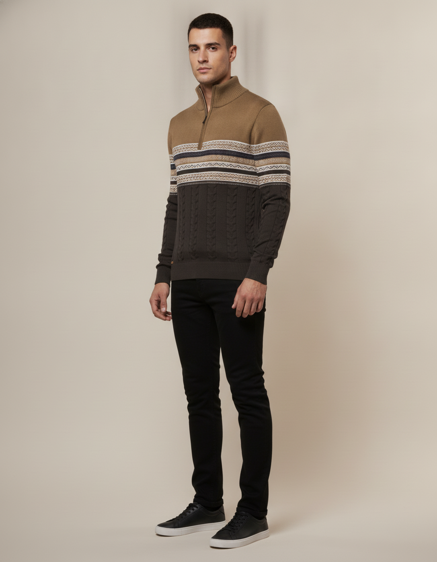 Heritage Stripe Half-Zip Knit — side view