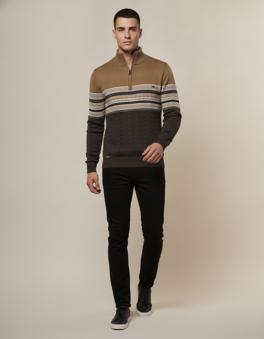 Heritage Stripe Half-Zip Knit — in motion