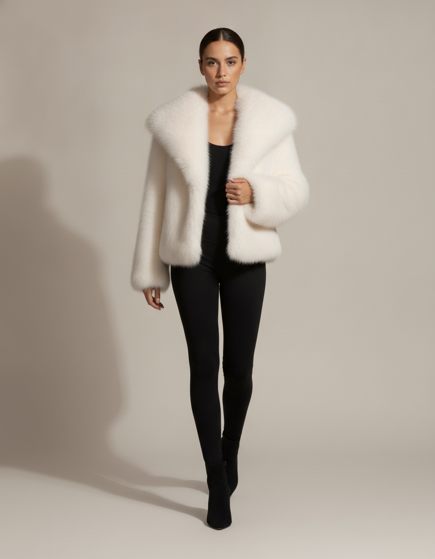 Plush Faux Fur Jacket — in motion