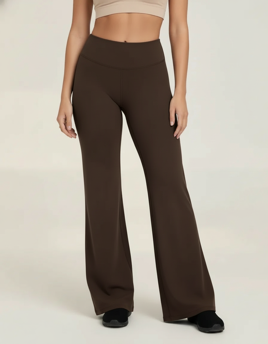 High Waist Flare Pants — Dark Brown