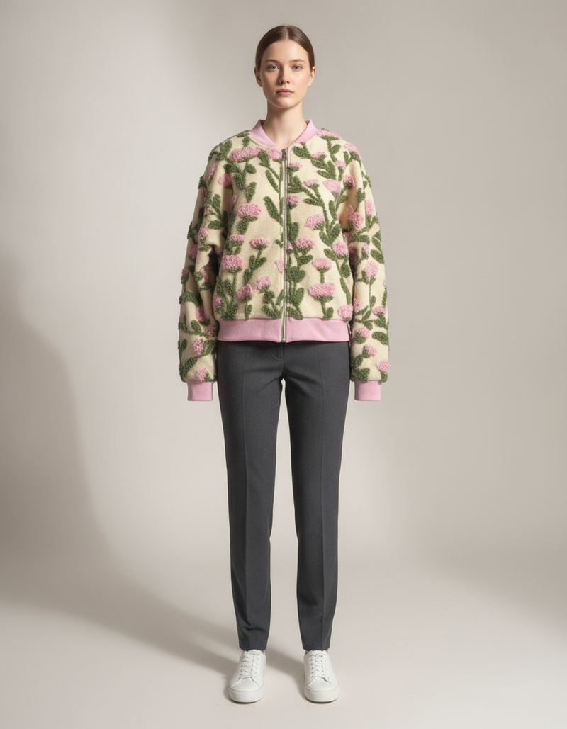 Floral Knit Zip Cardigan — product shot