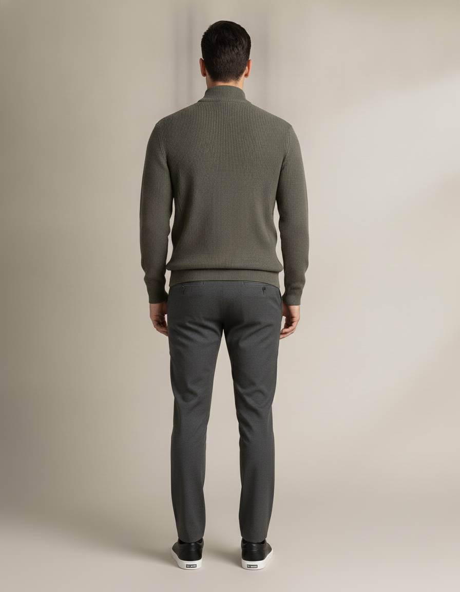 Half-Zip Ribbed Sweater — back view