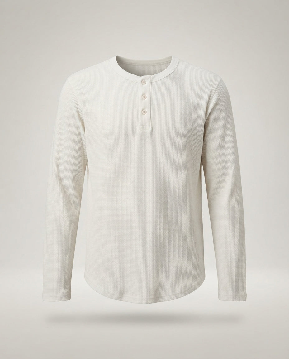 Cotton Waffle Henley — product shot