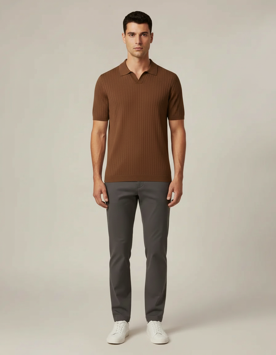 Cooling Knit Polo — Brown