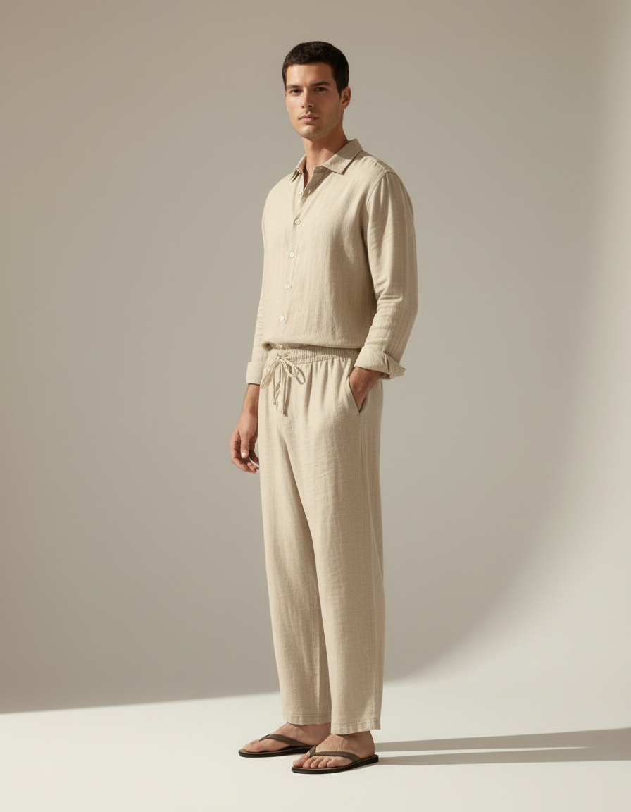 Linen Shirt & Trouser Set — side view