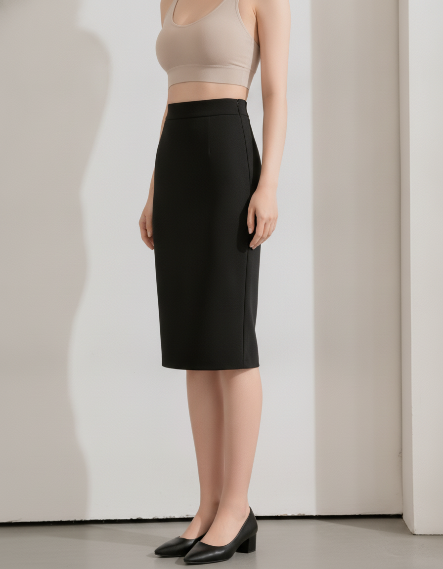 High Waist Midi Pencil Skirt — side view