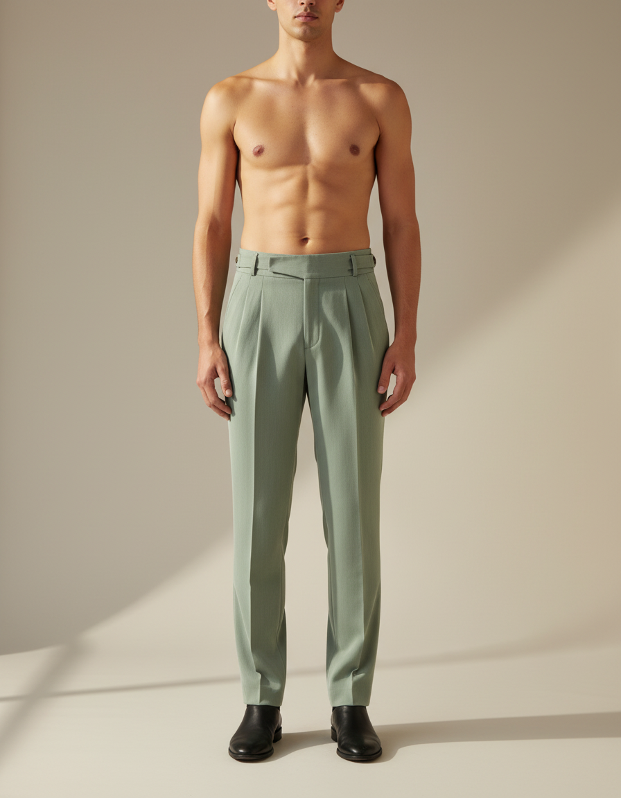 Pleated Straight Trousers — front view