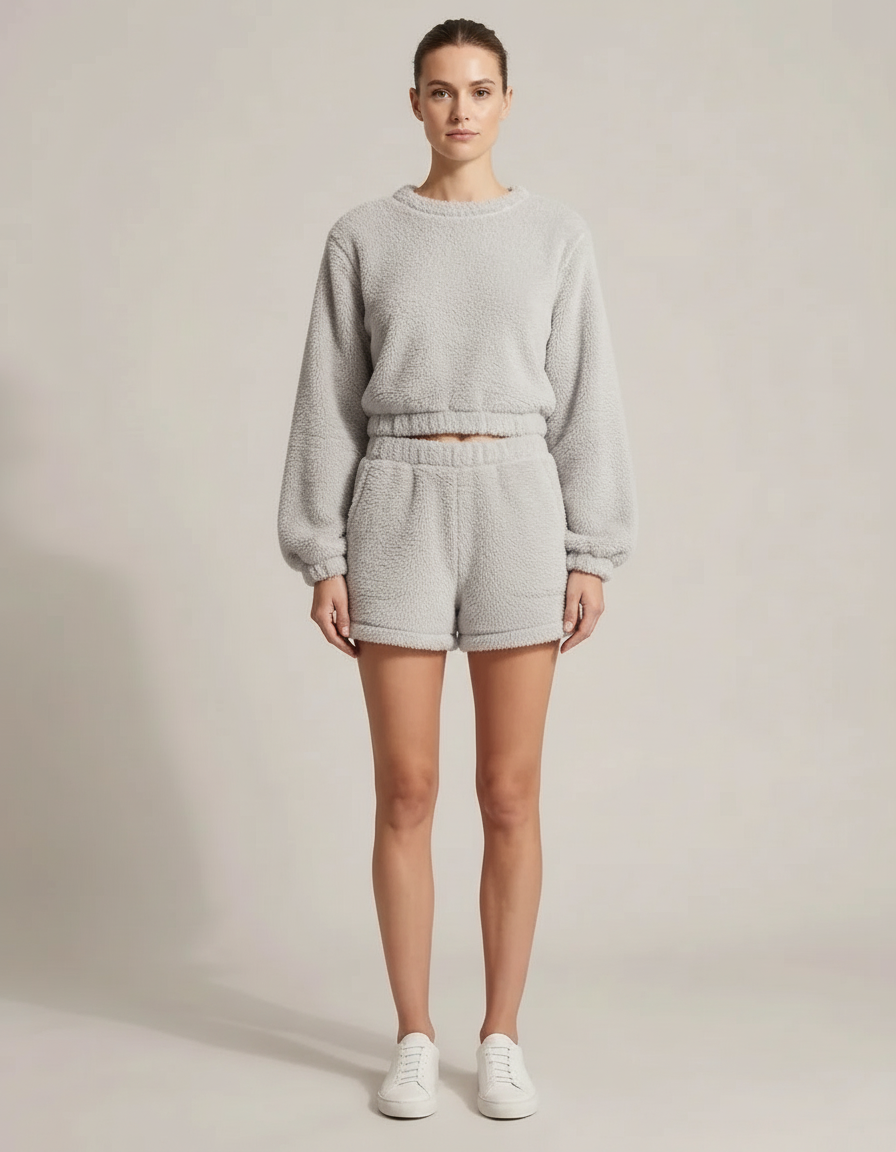 Plush Fleece Lounge Set — Grey
