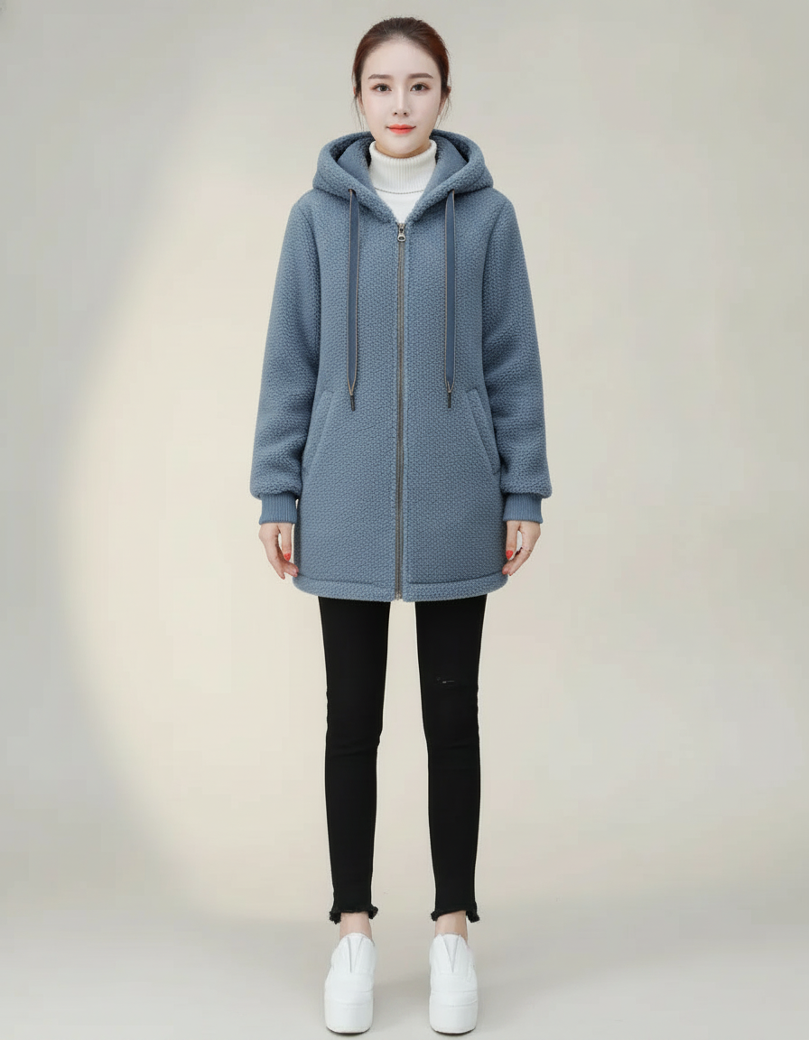 Sherpa Zip Hoodie — Denim Blue