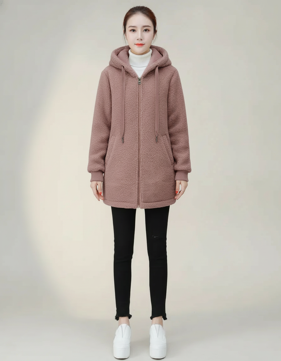 Sherpa Zip Hoodie — Mauve