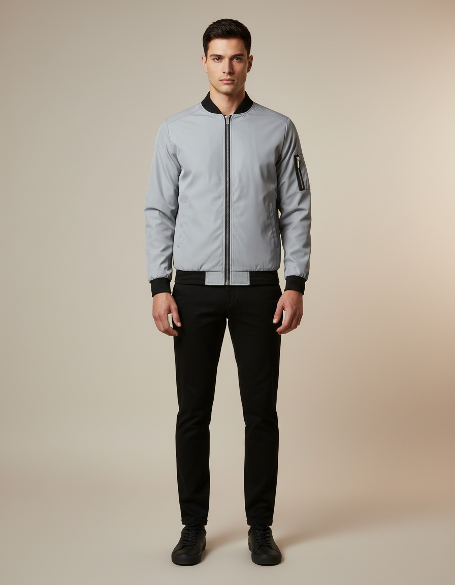 Slim Fit Baseball Jacket — front view