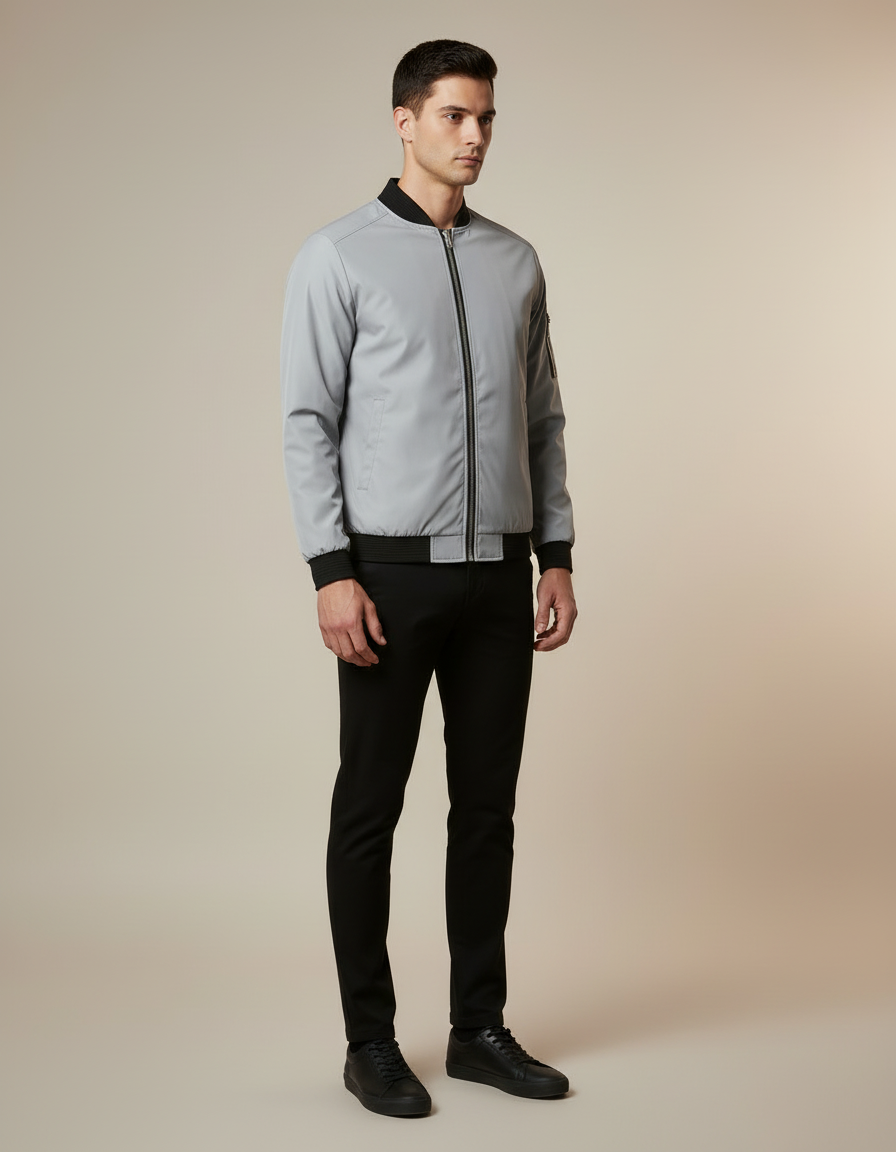 Slim Fit Baseball Jacket — side view