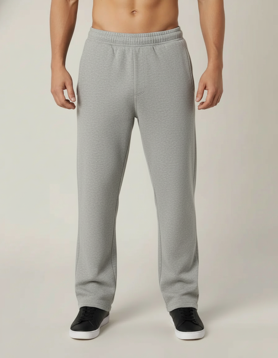 Straight Leg Track Pants — Light Grey