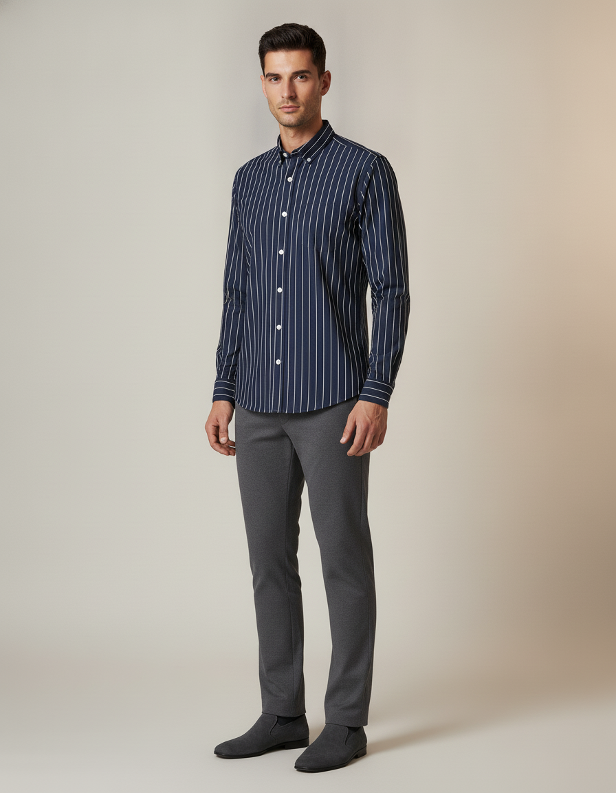 Striped Button-Down Shirt — side view