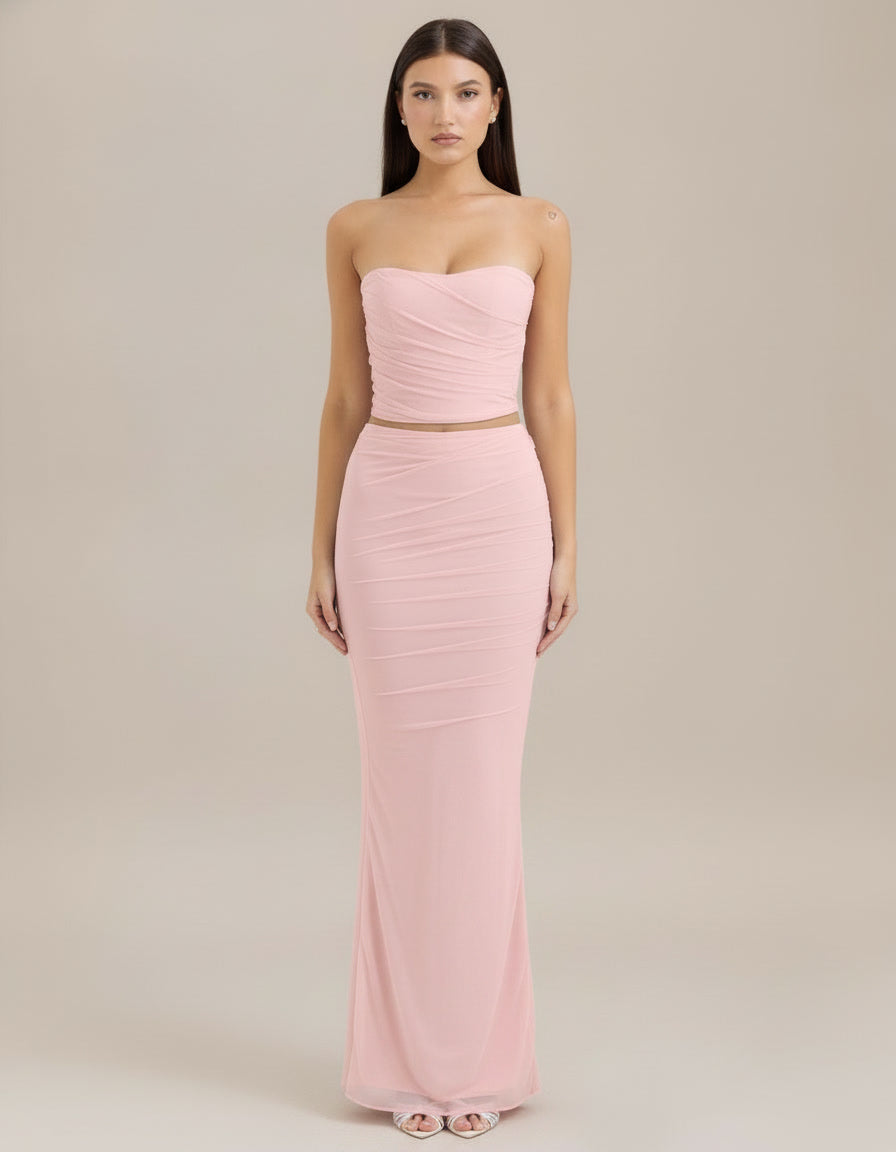 Tube Top & Maxi Skirt Set — Pink