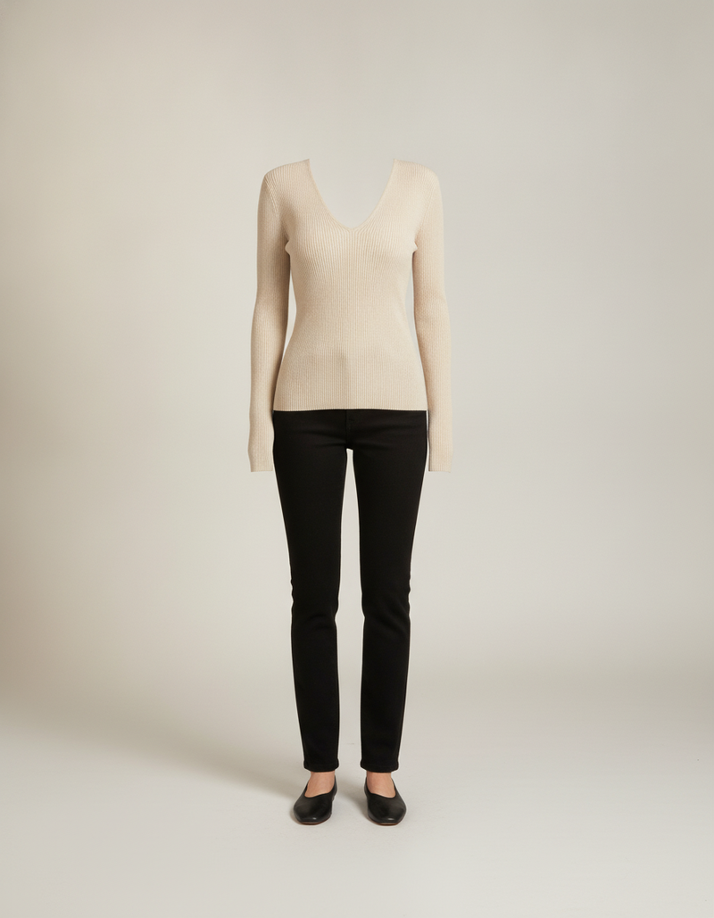 V-Neck Rib Knit Top — product shot