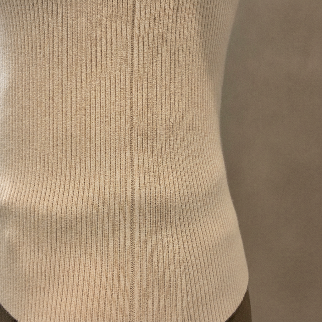 V-Neck Rib Knit Top — fabric detail