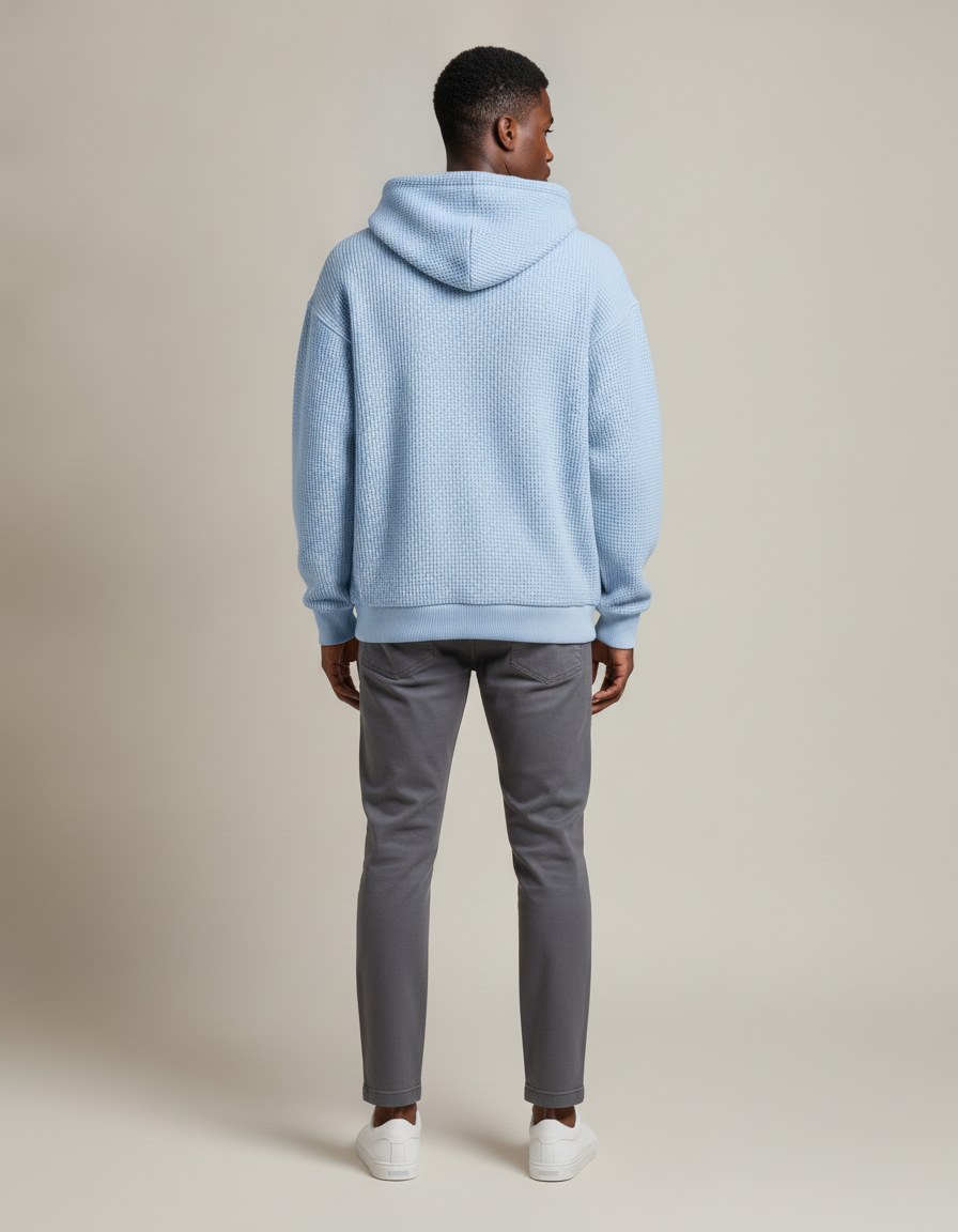 Waffle Knit Hoodie — back view
