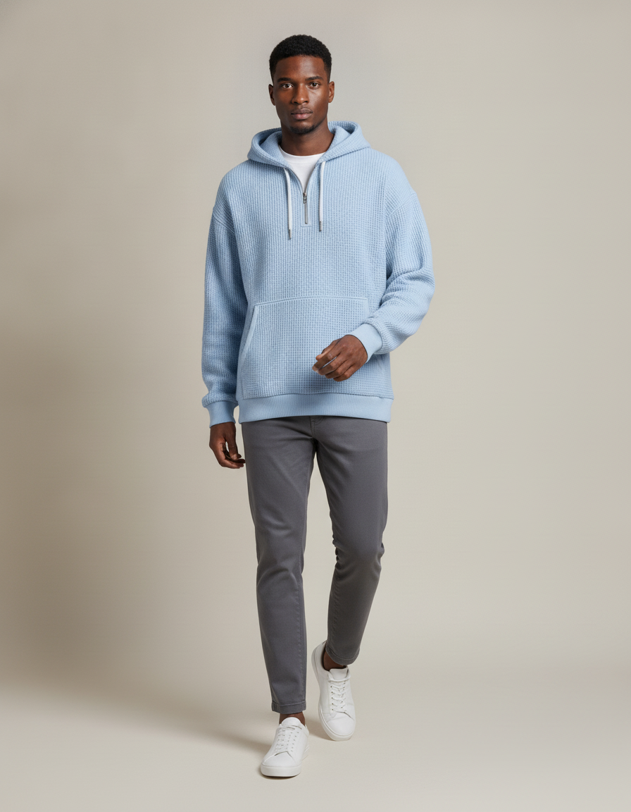 Waffle Knit Hoodie — in motion