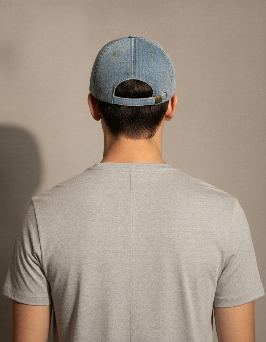 Washed Denim Cap — back view