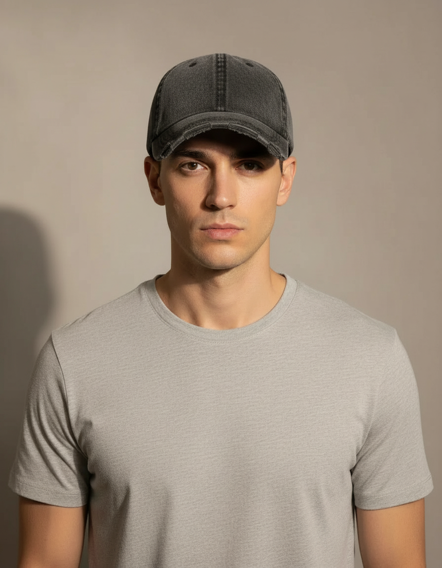 Washed Denim Cap — Denim Black