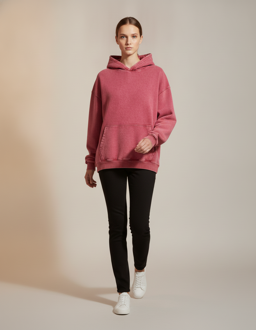 Washed Oversized Hoodie — in motion