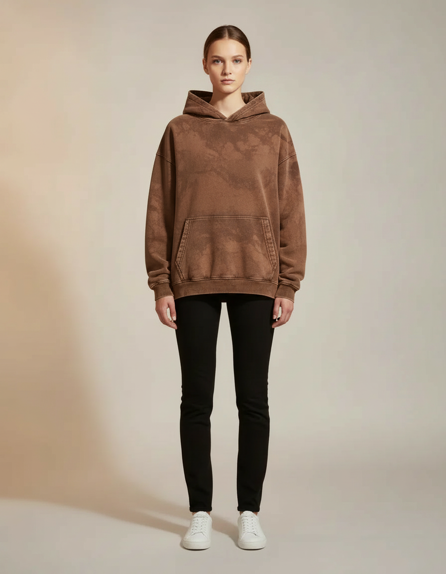 Washed Oversized Hoodie — Washed Brown