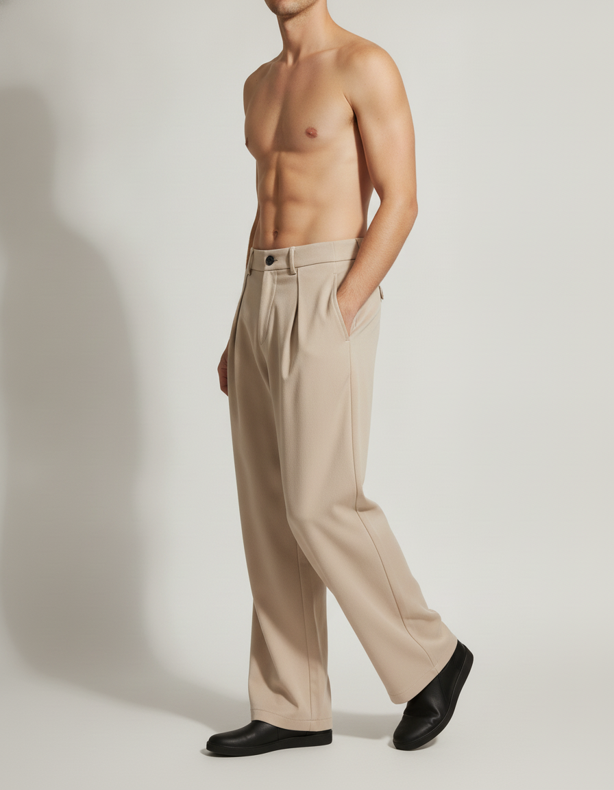 Relaxed Straight Trousers — in motion