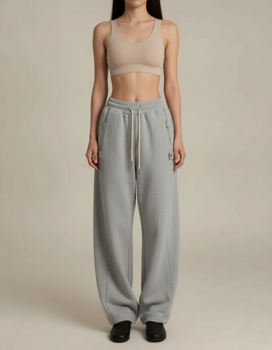 Barrel Leg Sweatpants — Grey