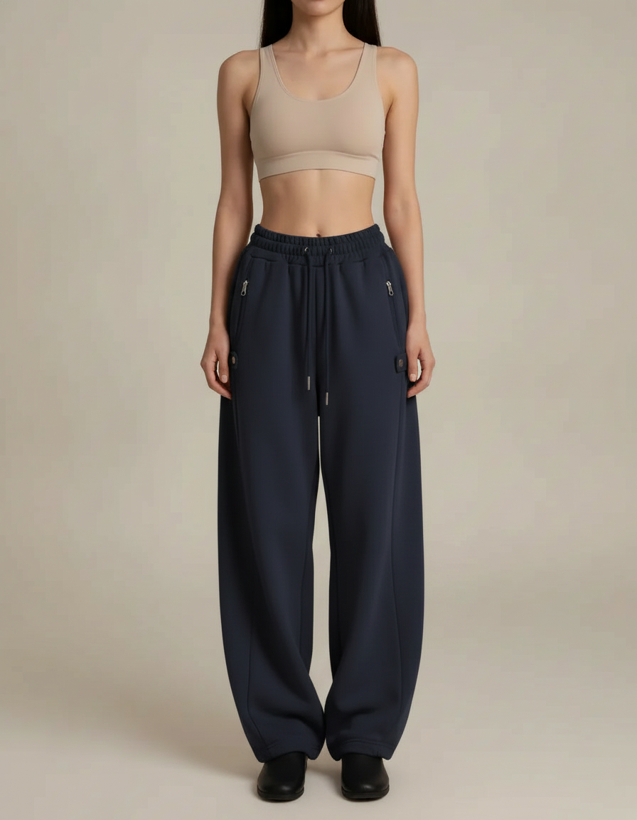 Barrel Leg Sweatpants — Navy