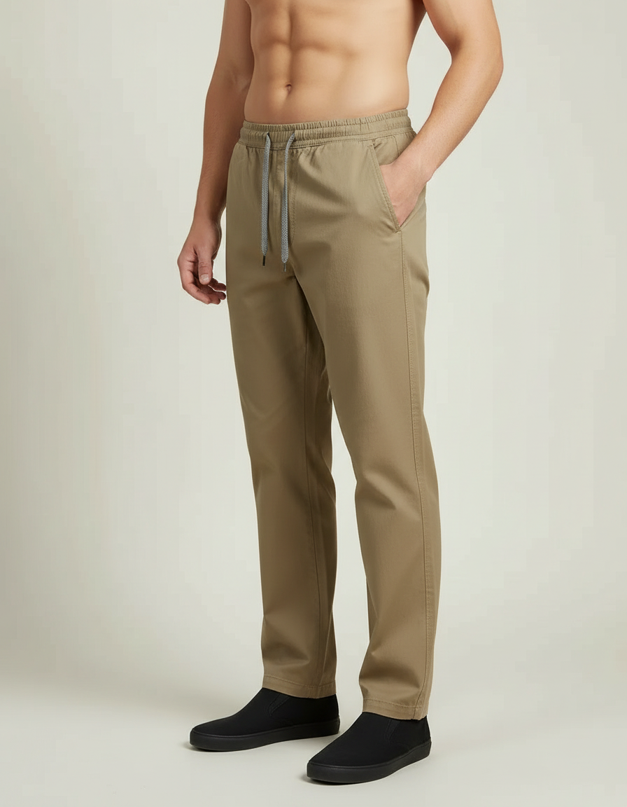 Relaxed Cotton Trousers — side view on model