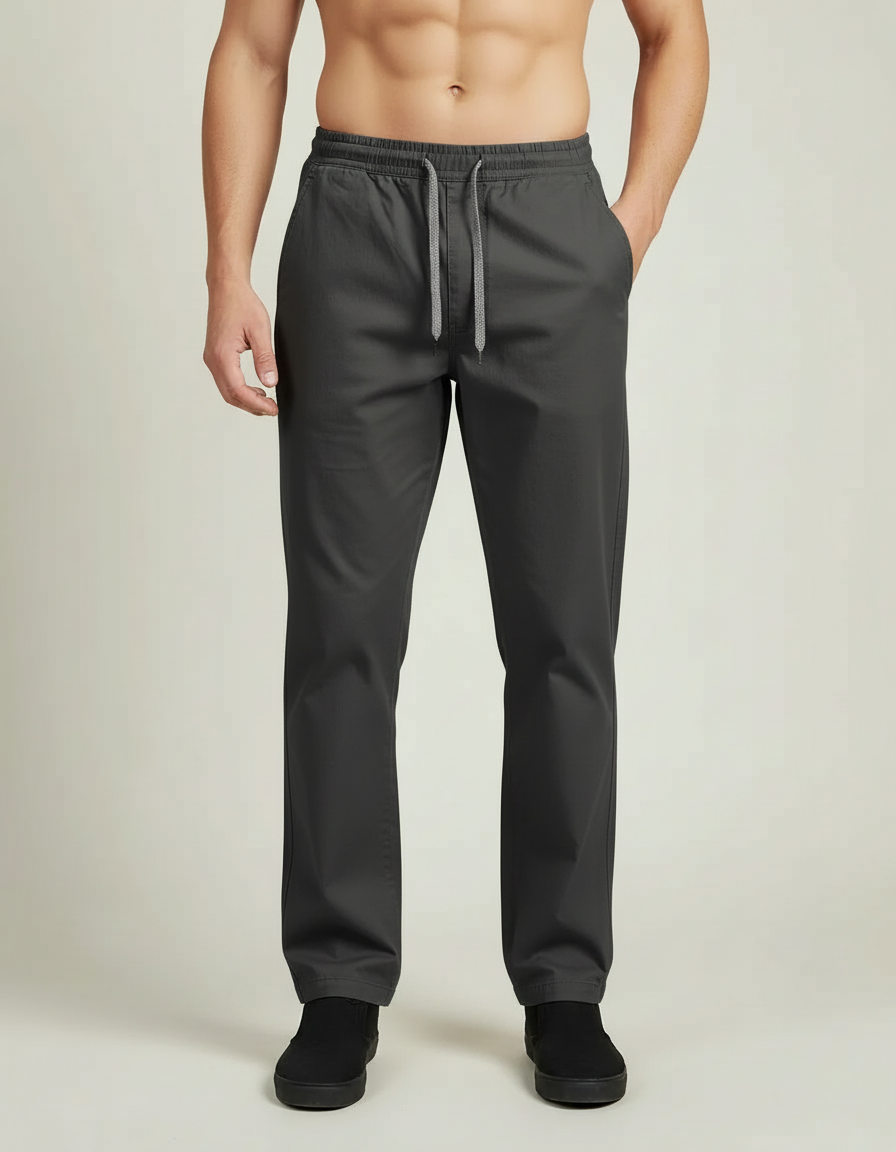 Relaxed Cotton Trousers — Charcoal
