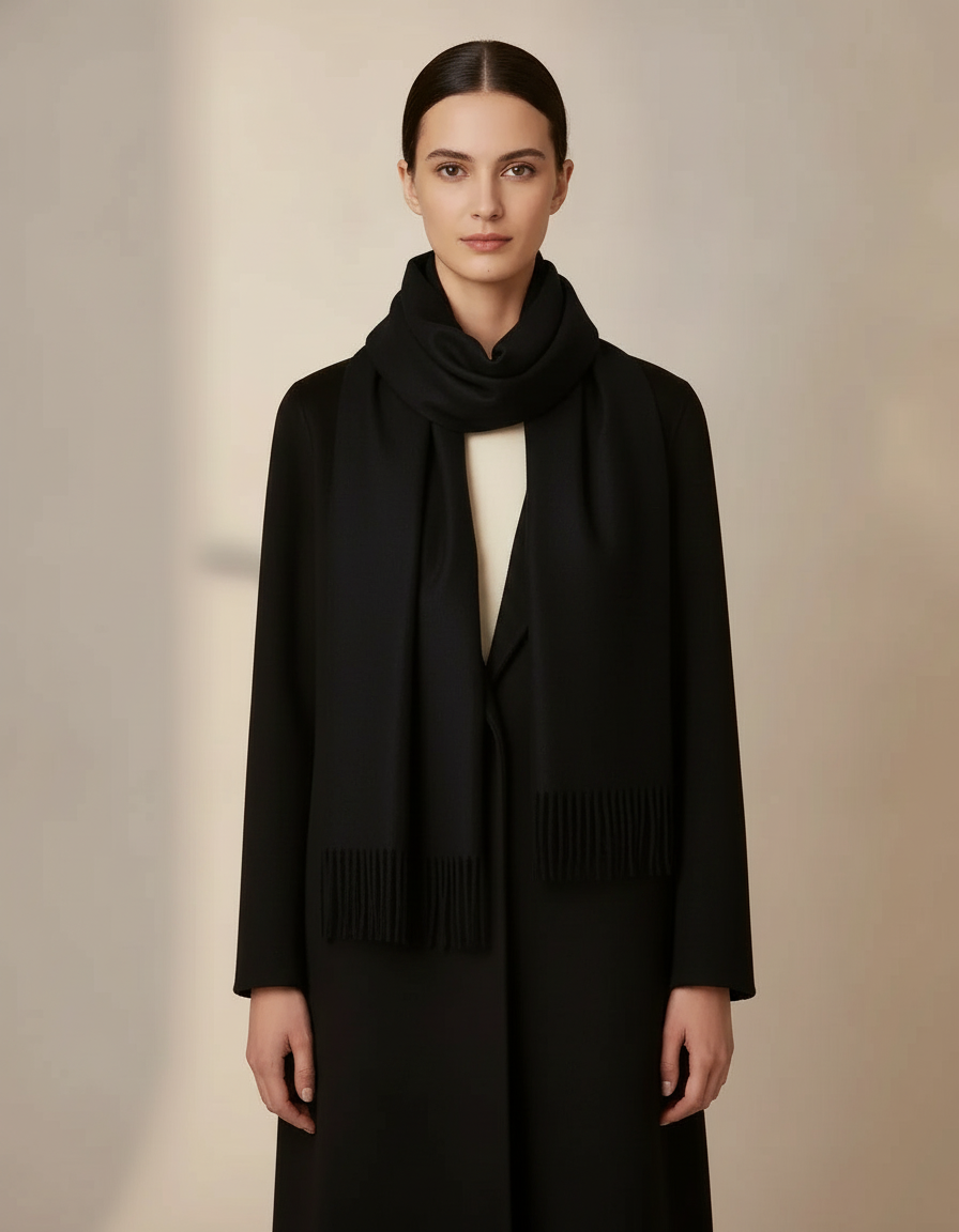 Cashmere Feel Scarf — Black