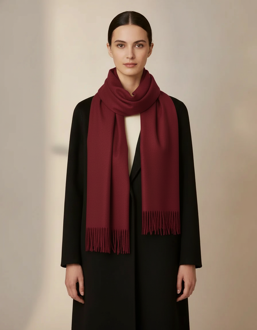 Cashmere Feel Scarf — Wine