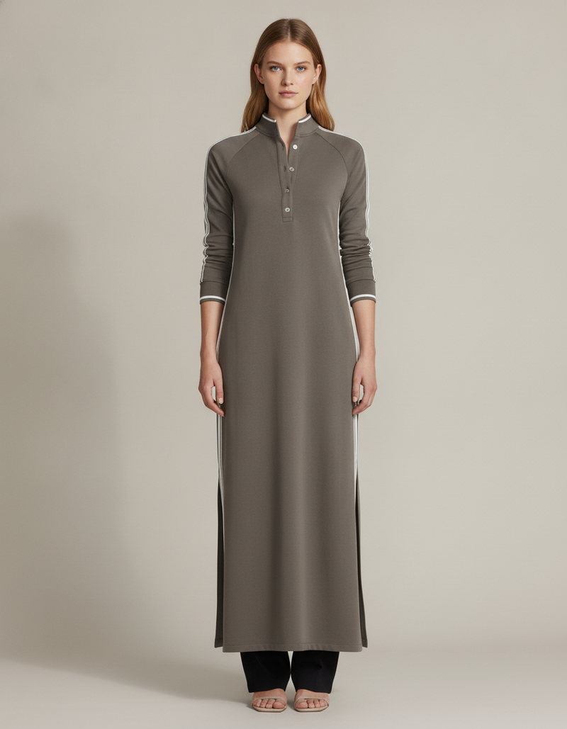 Collared Sweatshirt Maxi Dress — product shot