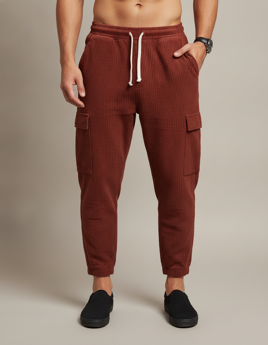 Corduroy Cargo Trousers — front view