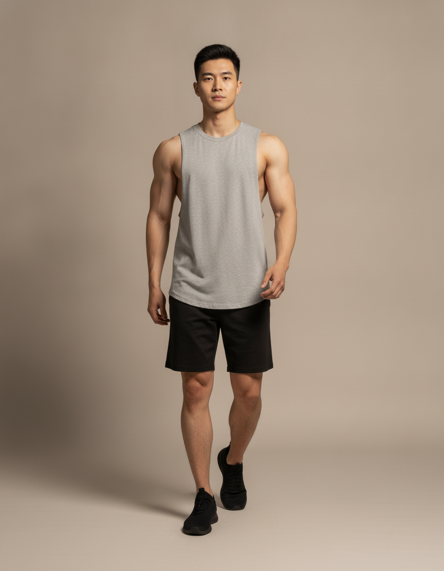 Drop Armhole Training Tank — in motion