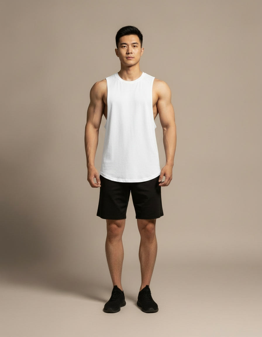 Drop Armhole Training Tank — White