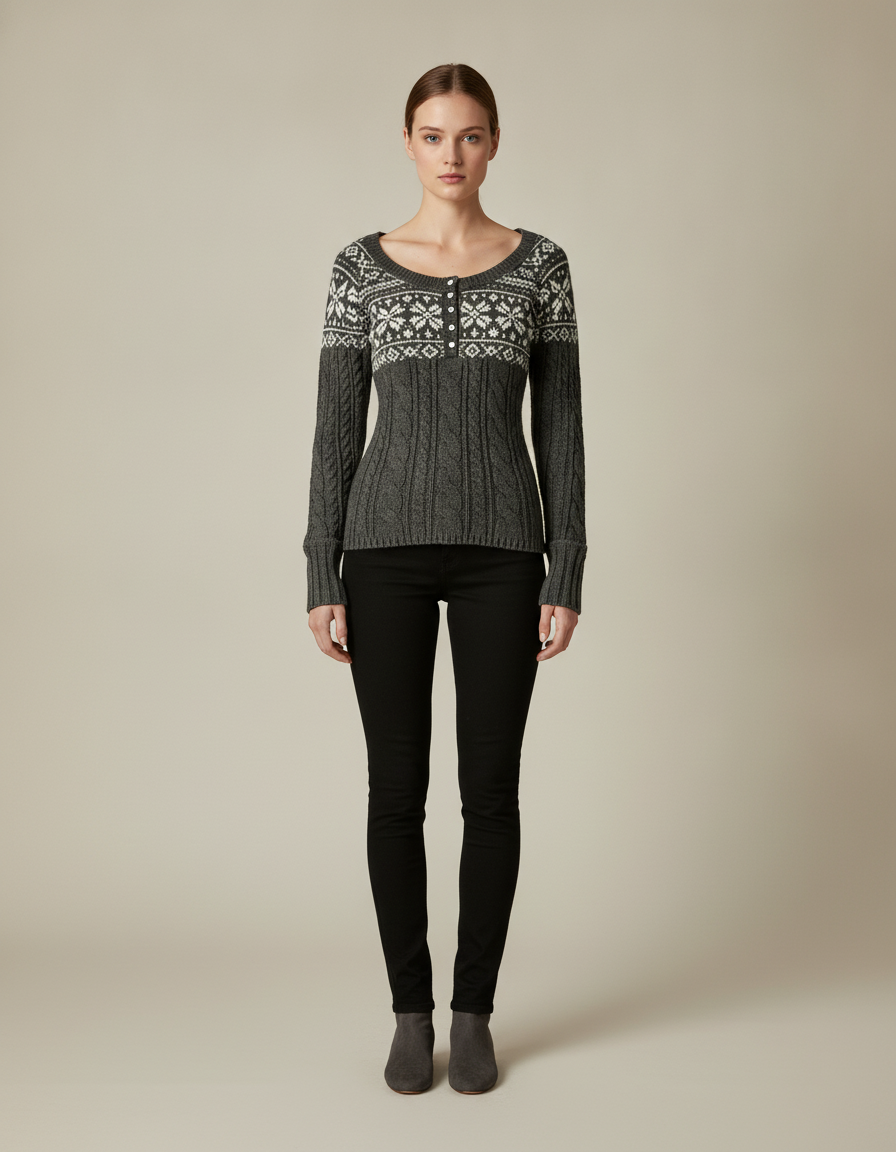 Fair Isle Knit Cardigan — front view